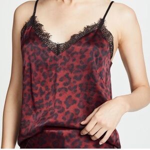 ANINE BING - Silk Cami, XS Red Leopard